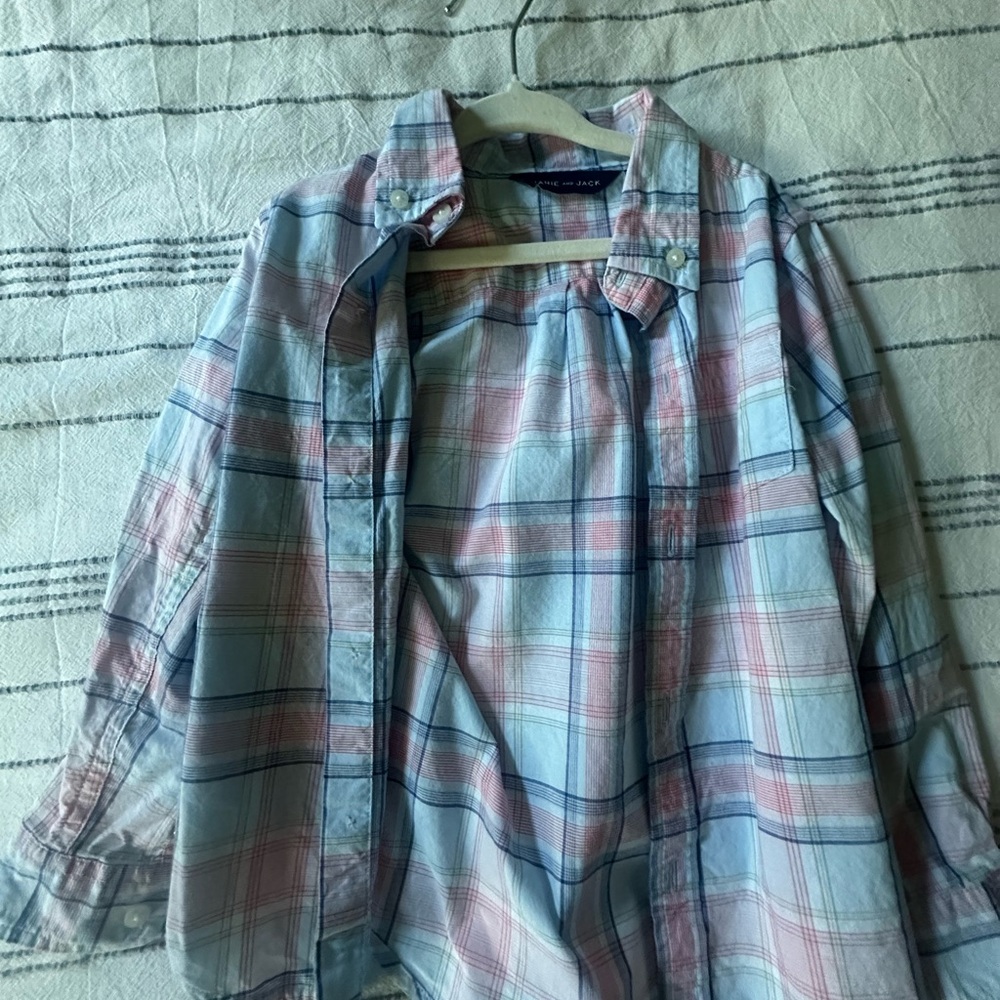 Janie and Jack Blue and Pink Plaid Button-Down Shirt